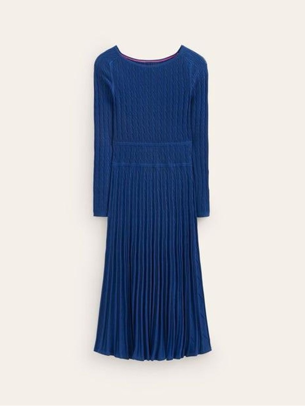 Boden Royal Blue Cable-Knit Long Sleeve Midi Dress - Picture 2 of 5